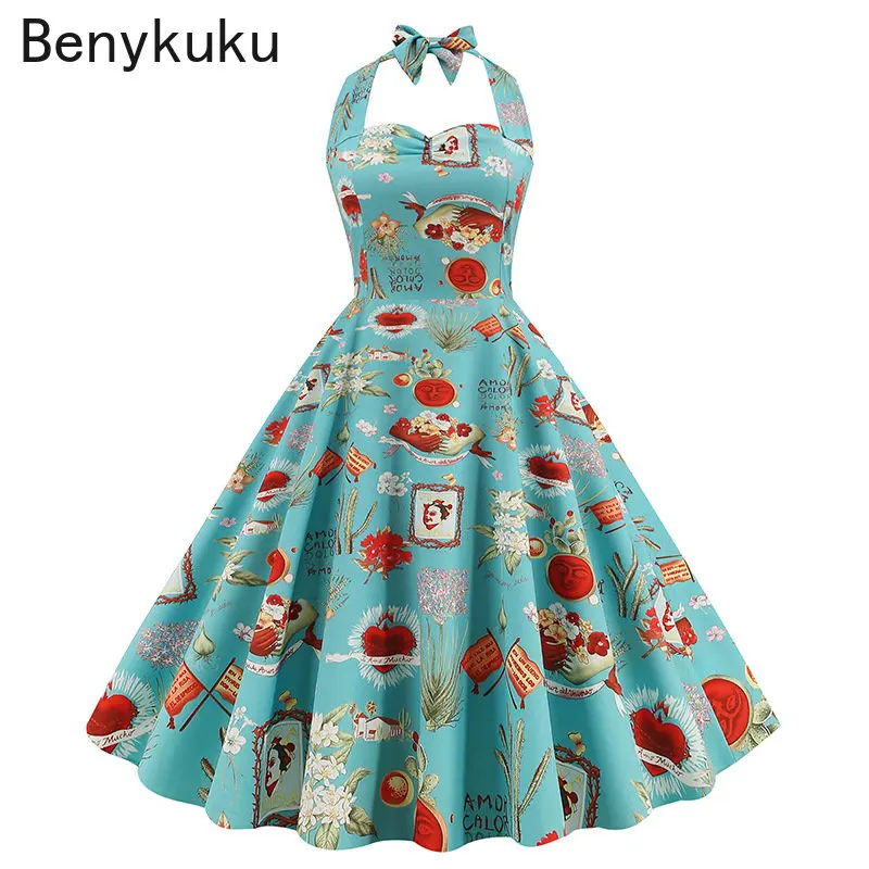Women'S Fashion In The 60S - Women Summer Print 50s 60s Vintage