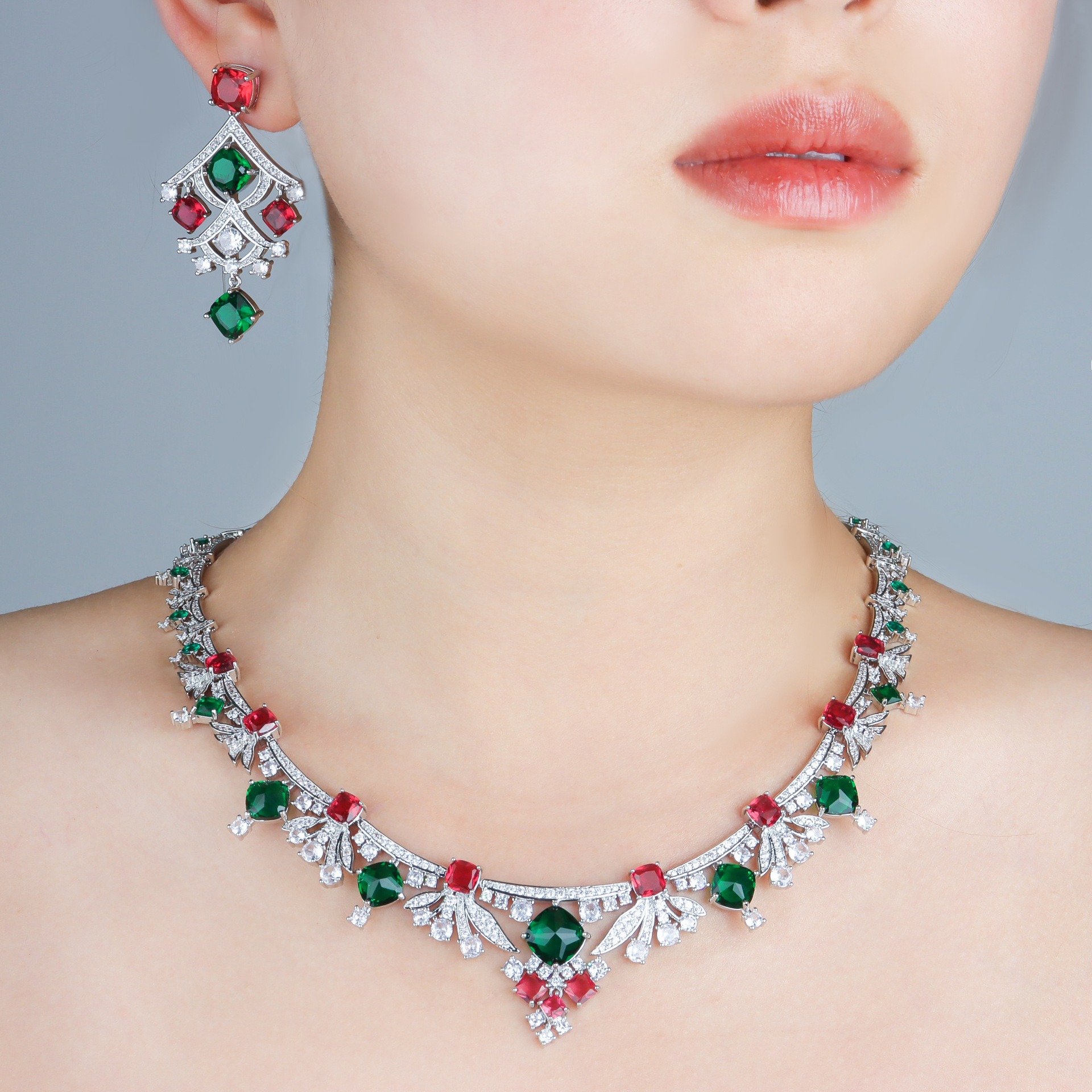 Women Fashion Uae - Luxury Women Zircoina Earrings Necklace 2