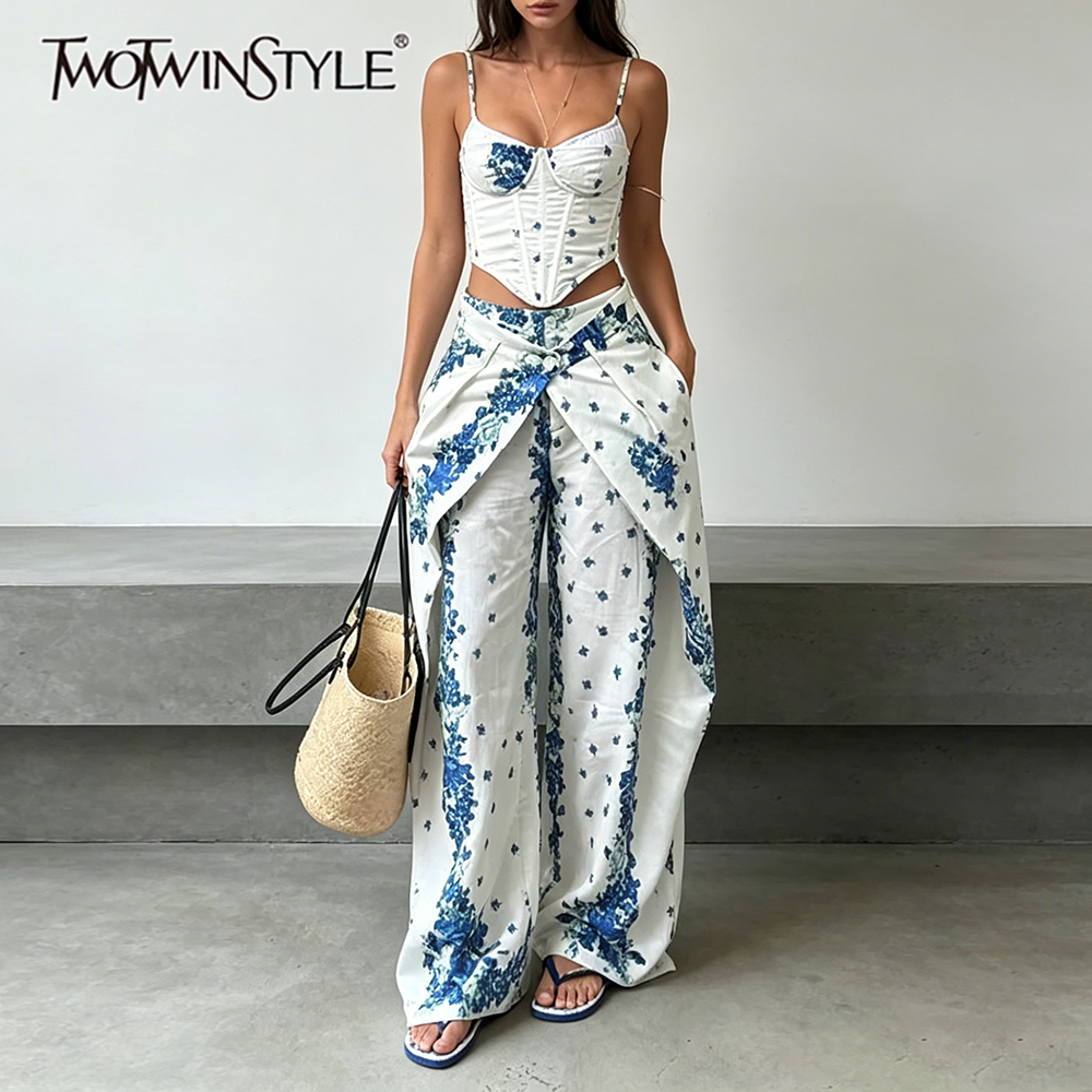 Corset Top Boned - TWOTWINSTYLE Boho Floral Print Two Piece