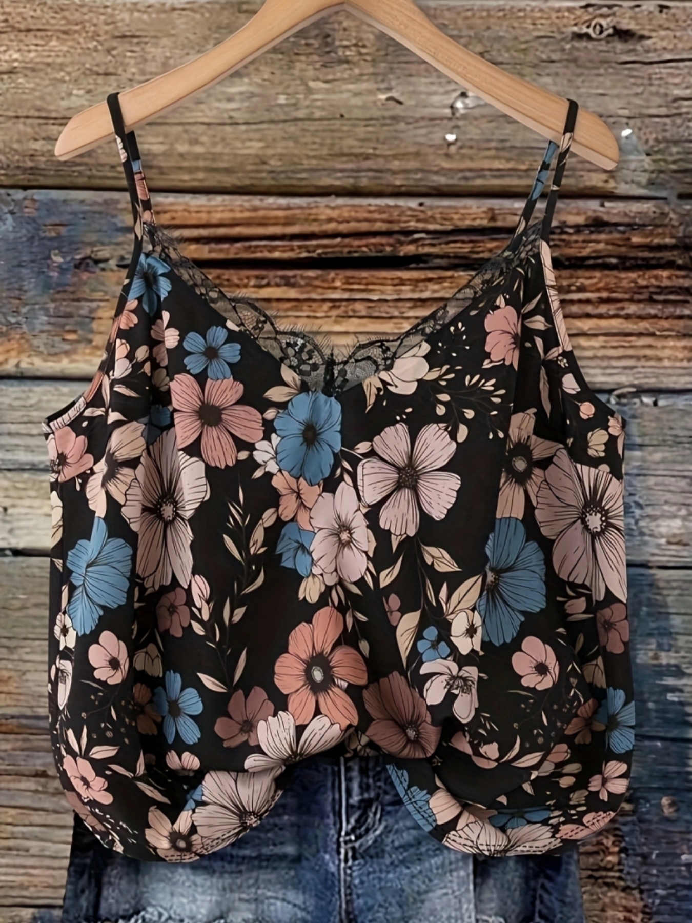 Lace Trim Cami - Summer fashion new plus size women's