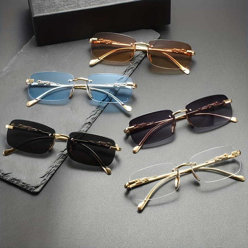 Women'S Fashion Eyeglasses - Fashion Rimless Metal Sunglasses Men Women