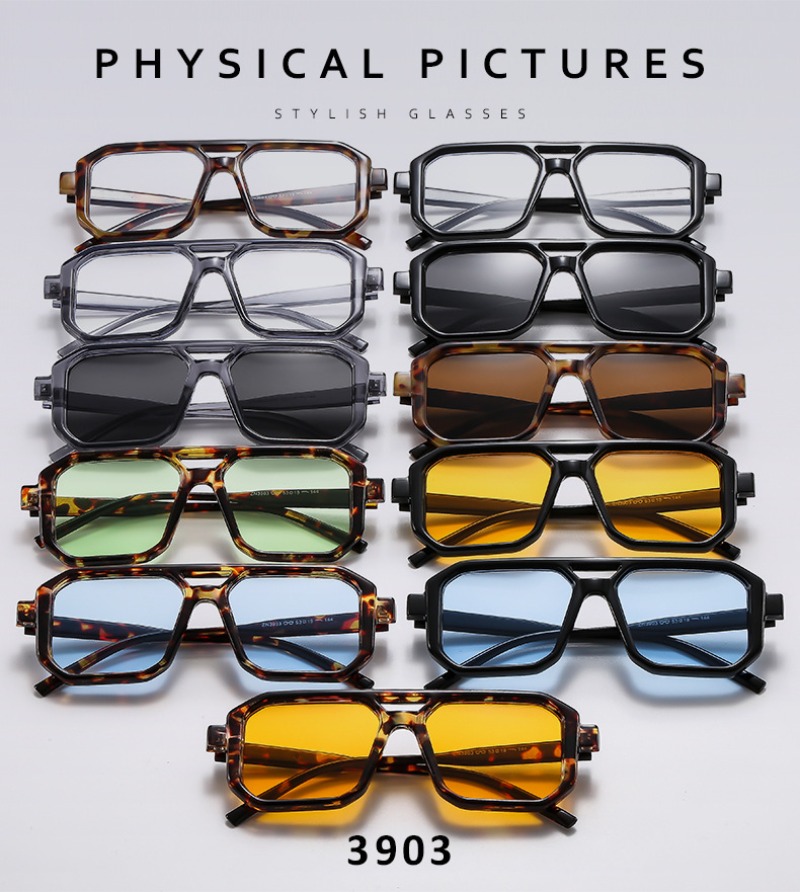 Women'S Fashion Eyeglasses - New Retro Square Double Beam Sunglasses