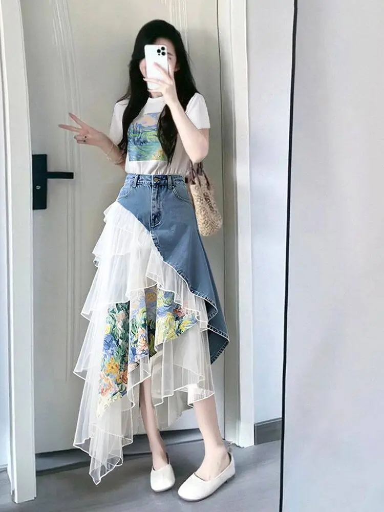 Luxury Sweet Denim 2-Piece Set - Women'S Fashion Denim Jacket บทวิจารณ์และราคา