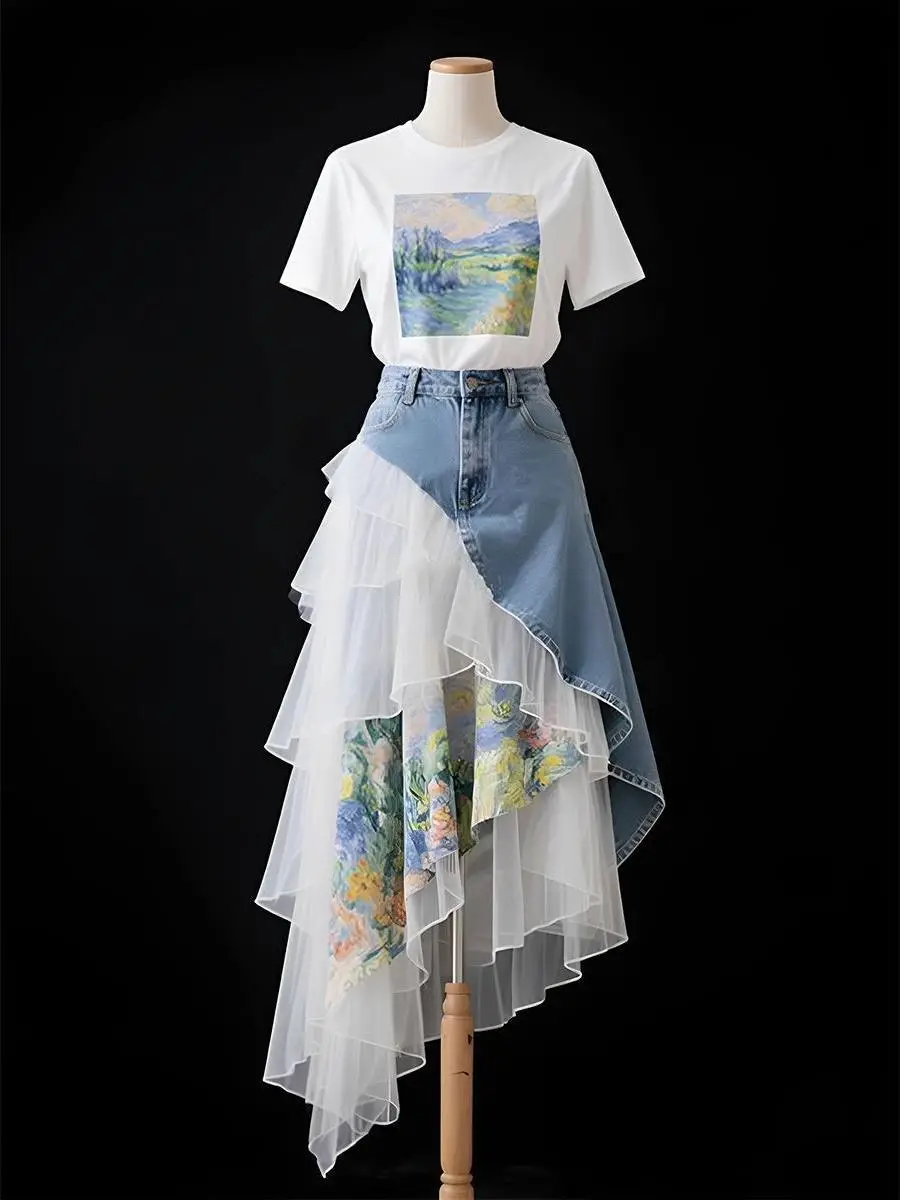 Luxury Sweet Denim 2-Piece Set - Women'S Fashion Denim Jacket บทวิจารณ์และราคา