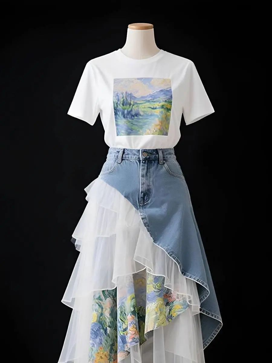 Luxury Sweet Denim 2-Piece Set - Women'S Fashion Denim Jacket บทวิจารณ์และราคา