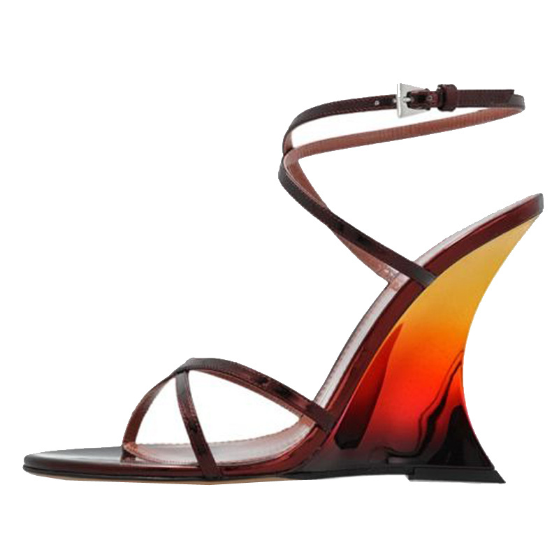 New Open Toe Cross Strap Gradi - Women'S Fashion Show บทวิจารณ์และราคา