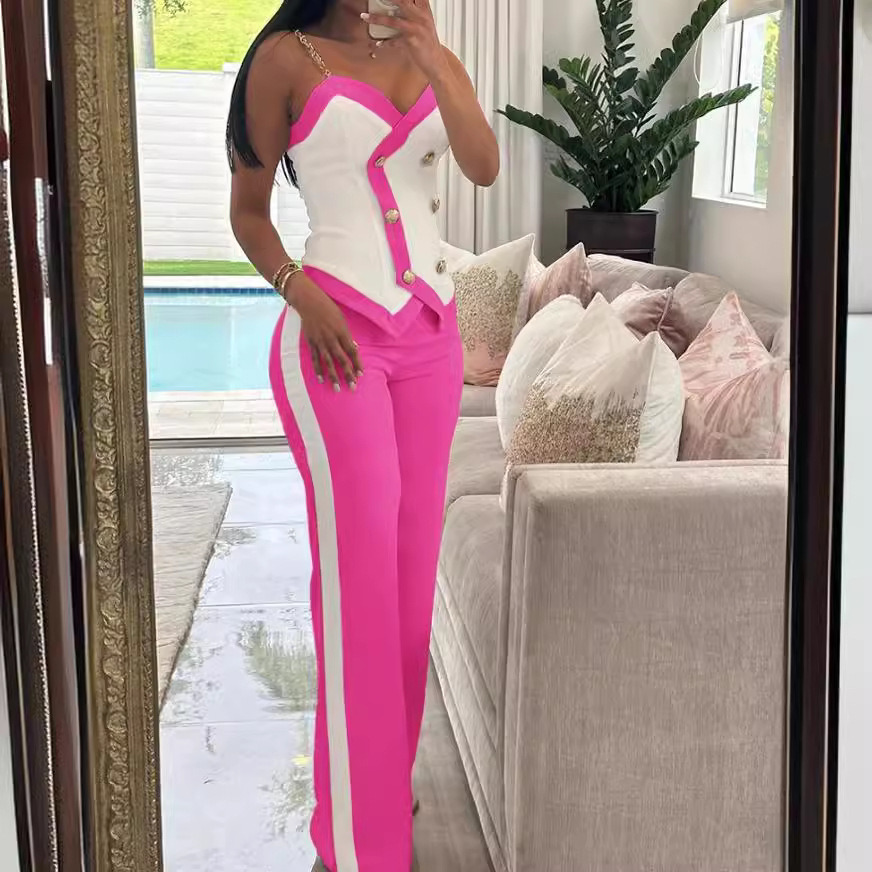 Women Side Striped Work Suit S - Lace Trim Cami บทวิจารณ์และราคา