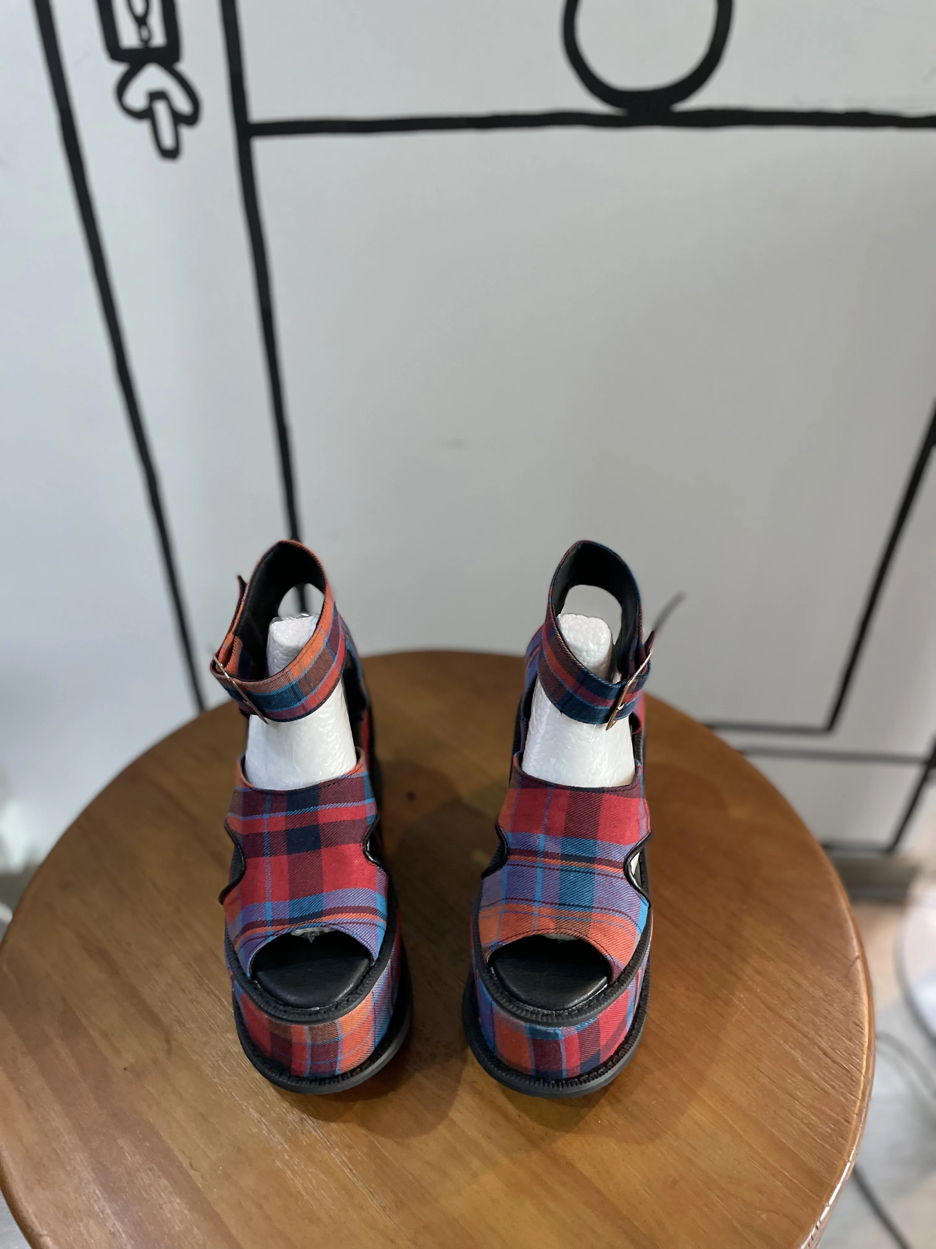 Platform Plaid Buckle Strap Sa - Women'S Fashion Show บทวิจารณ์และราคา