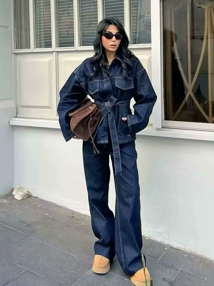 TRAFZA Women Pants Suit Fashio - Women'S Fashion Denim Jacket บทวิจารณ์และราคา