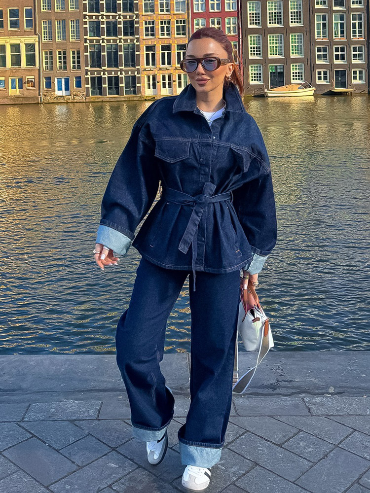 TRAFZA Women Pants Suit Fashio - Women'S Fashion Denim Jacket บทวิจารณ์และราคา