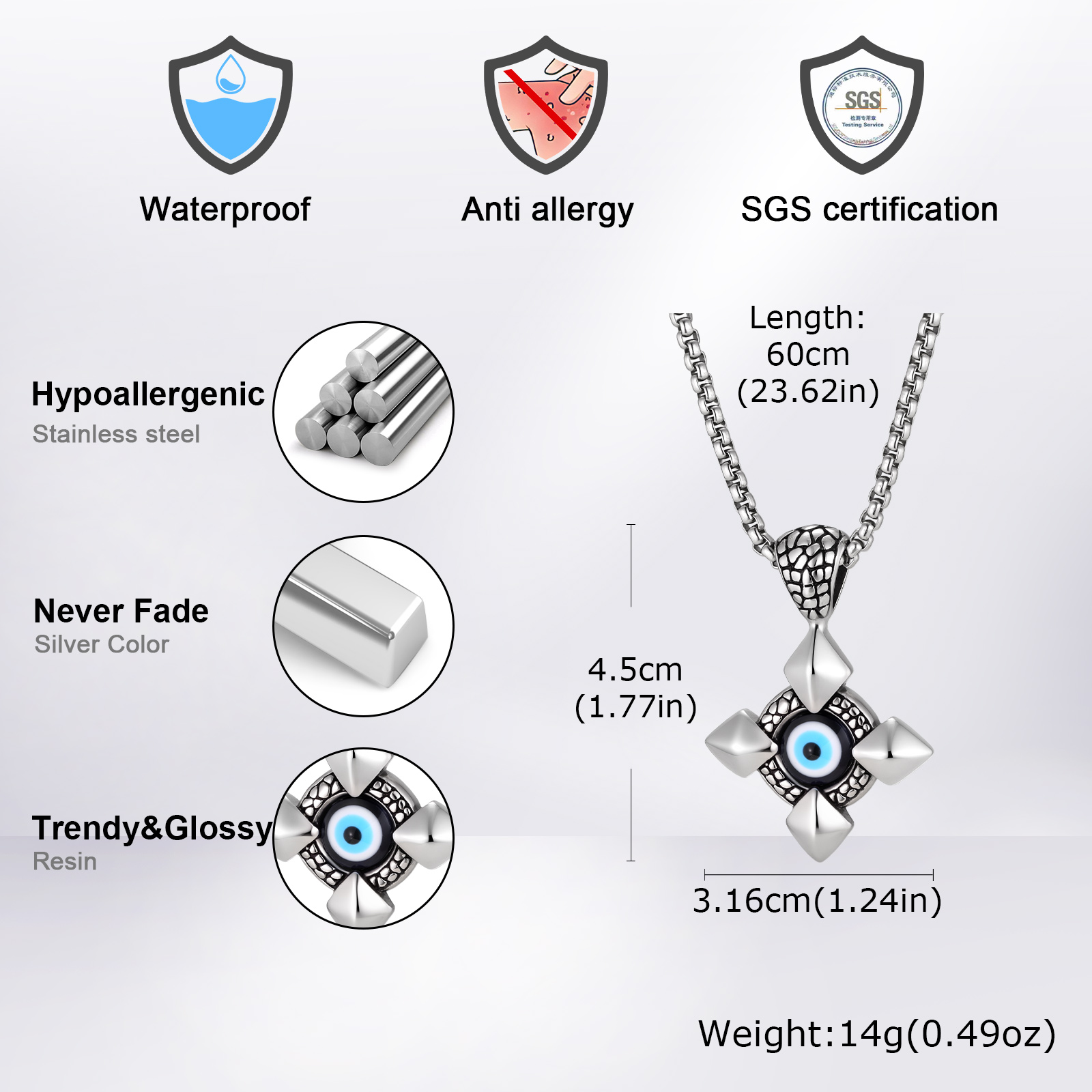 Vnox Evil Eye Cross Pendant Ne - Women'S Fashion In The 60S บทวิจารณ์และราคา