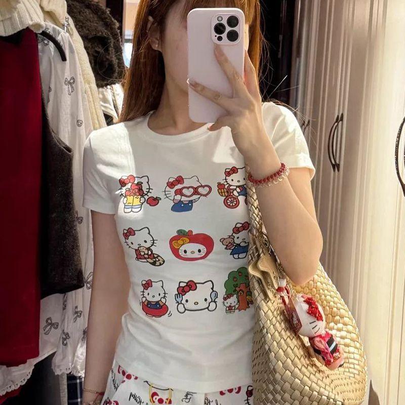 Cartoon Hello Kitty Summer Sho - Women'S Fashion From The 60S บทวิจารณ์และราคา