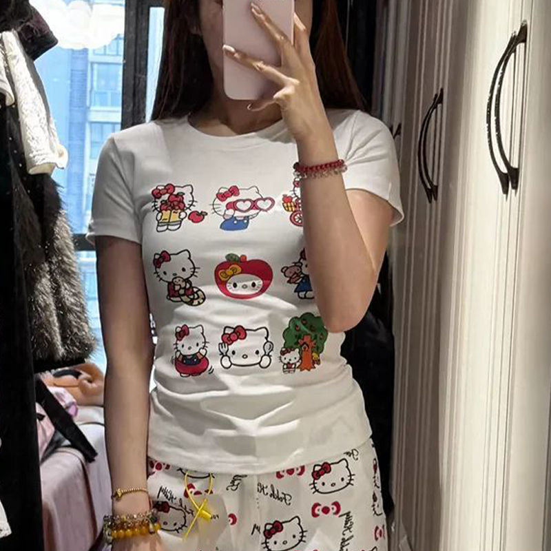Cartoon Hello Kitty Summer Sho - Women'S Fashion From The 60S บทวิจารณ์และราคา