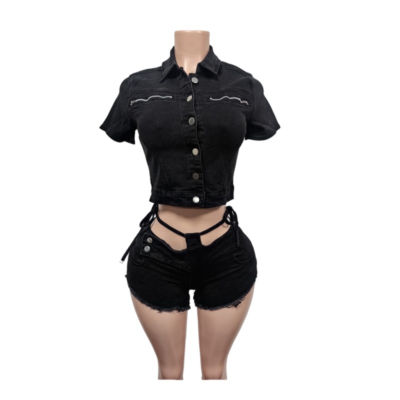 Sexy Denim 2 Piece Sets Women  - Women'S Fashion Denim Jacket บทวิจารณ์และราคา