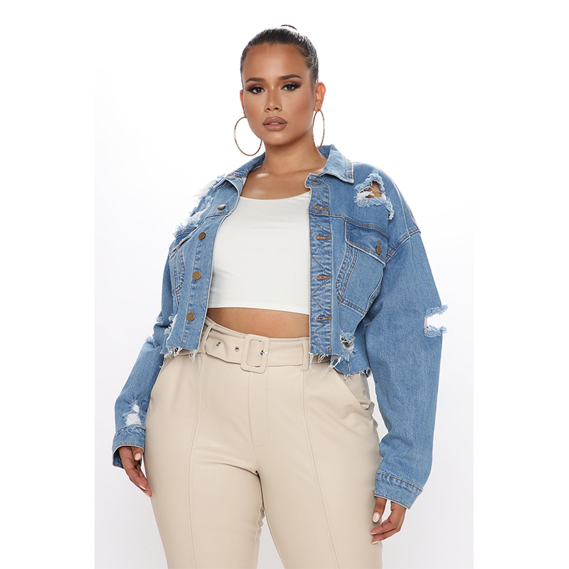 Washed Ripped Denim Short Jack - Women'S Fashion Denim Jacket บทวิจารณ์และราคา