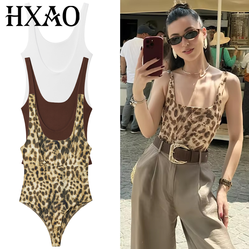 HXAO Leopard Slip Bodysuit Wom - Corset Top Boned บทวิจารณ์และราคา