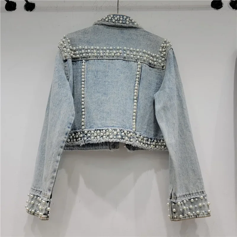 Autumn Women Fashion Pearl Bea - Women'S Fashion Denim Jacket บทวิจารณ์และราคา