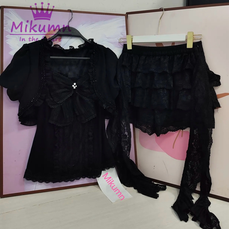 Mikumn Gothic Lolita Black Lac - Lace Trim Cami บทวิจารณ์และราคา