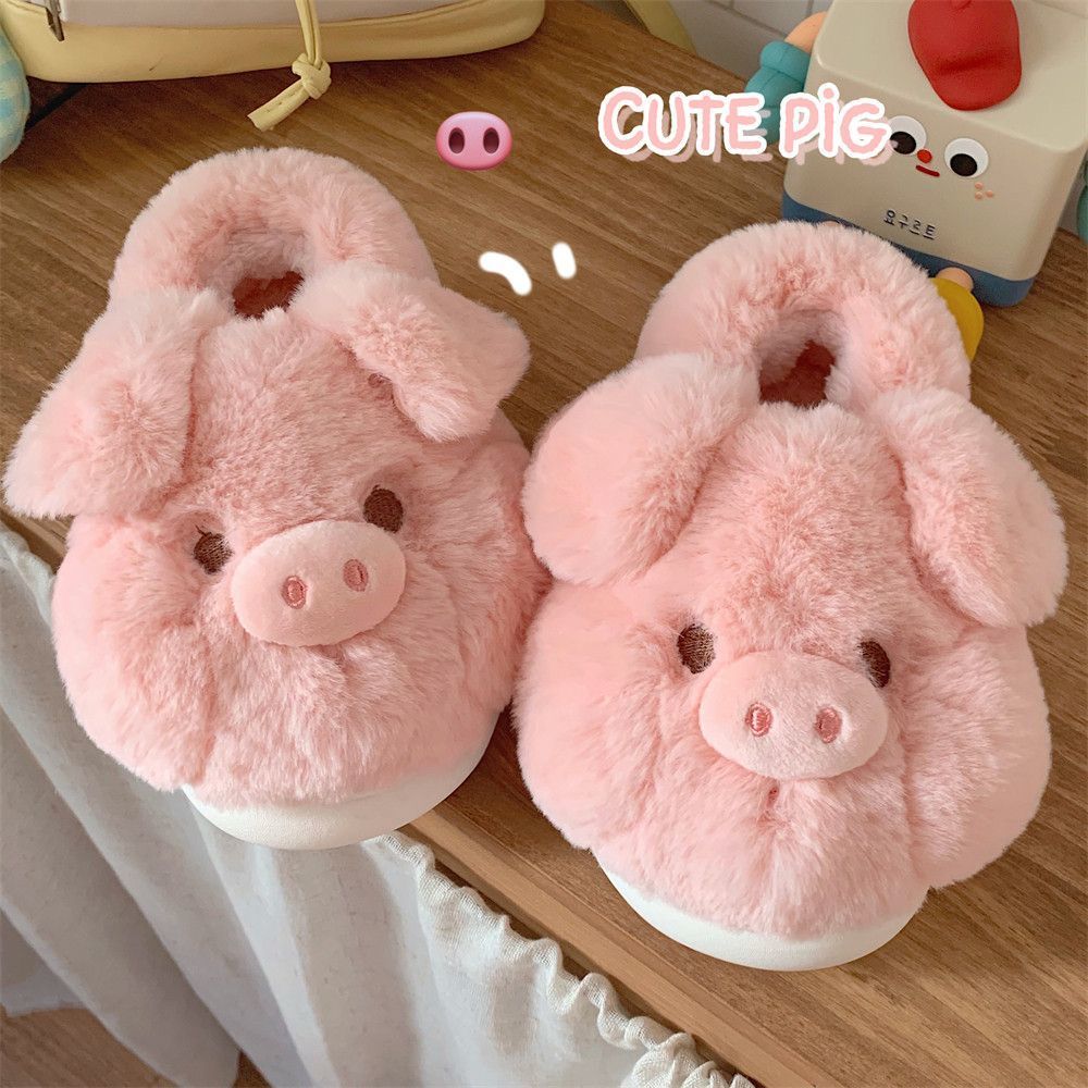 Feerldi Pink fluffy pig slippe - Women Fashion Images บทวิจารณ์และราคา
