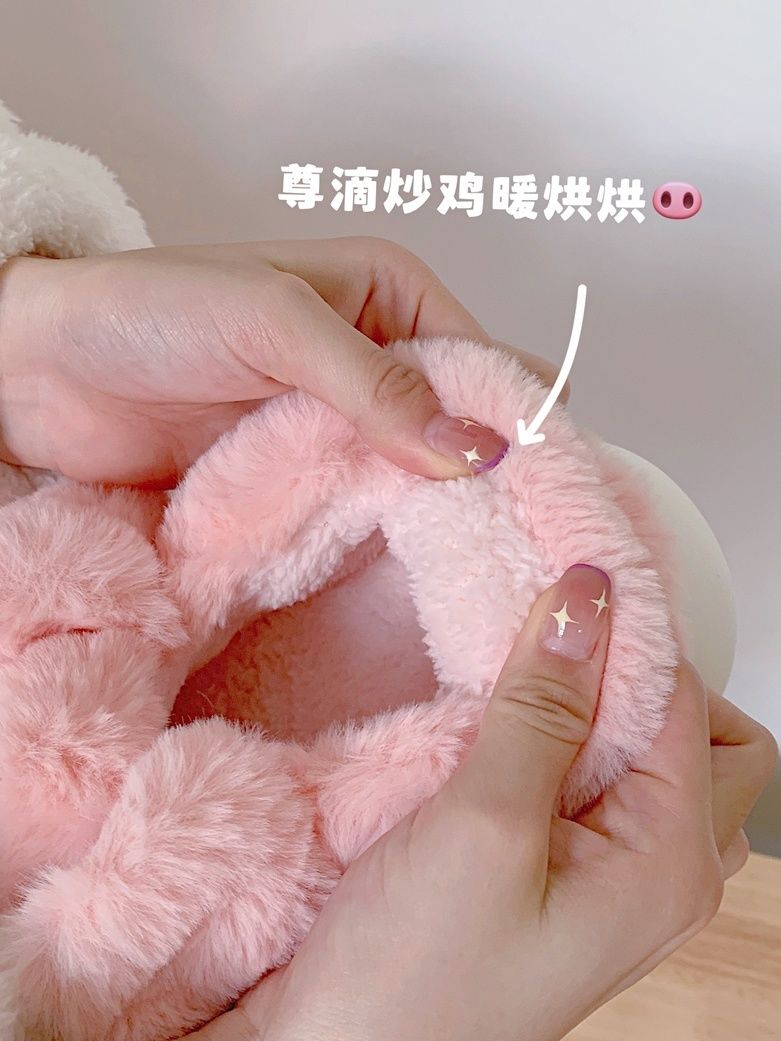 Feerldi Pink fluffy pig slippe - Women Fashion Images บทวิจารณ์และราคา