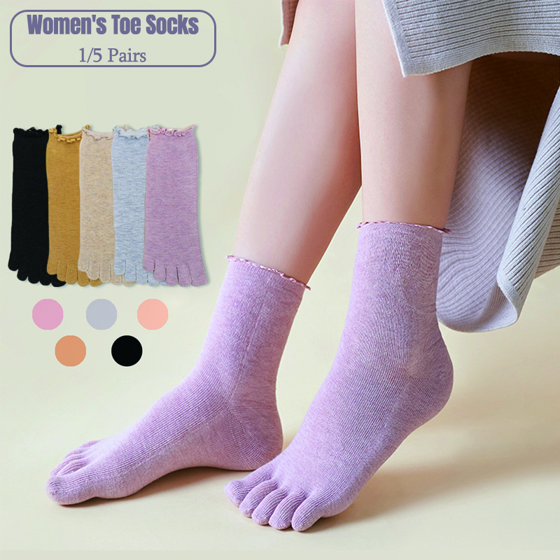 1/5 Pairs Cotton Women Five Fi - Women Fashion Japan บทวิจารณ์และราคา