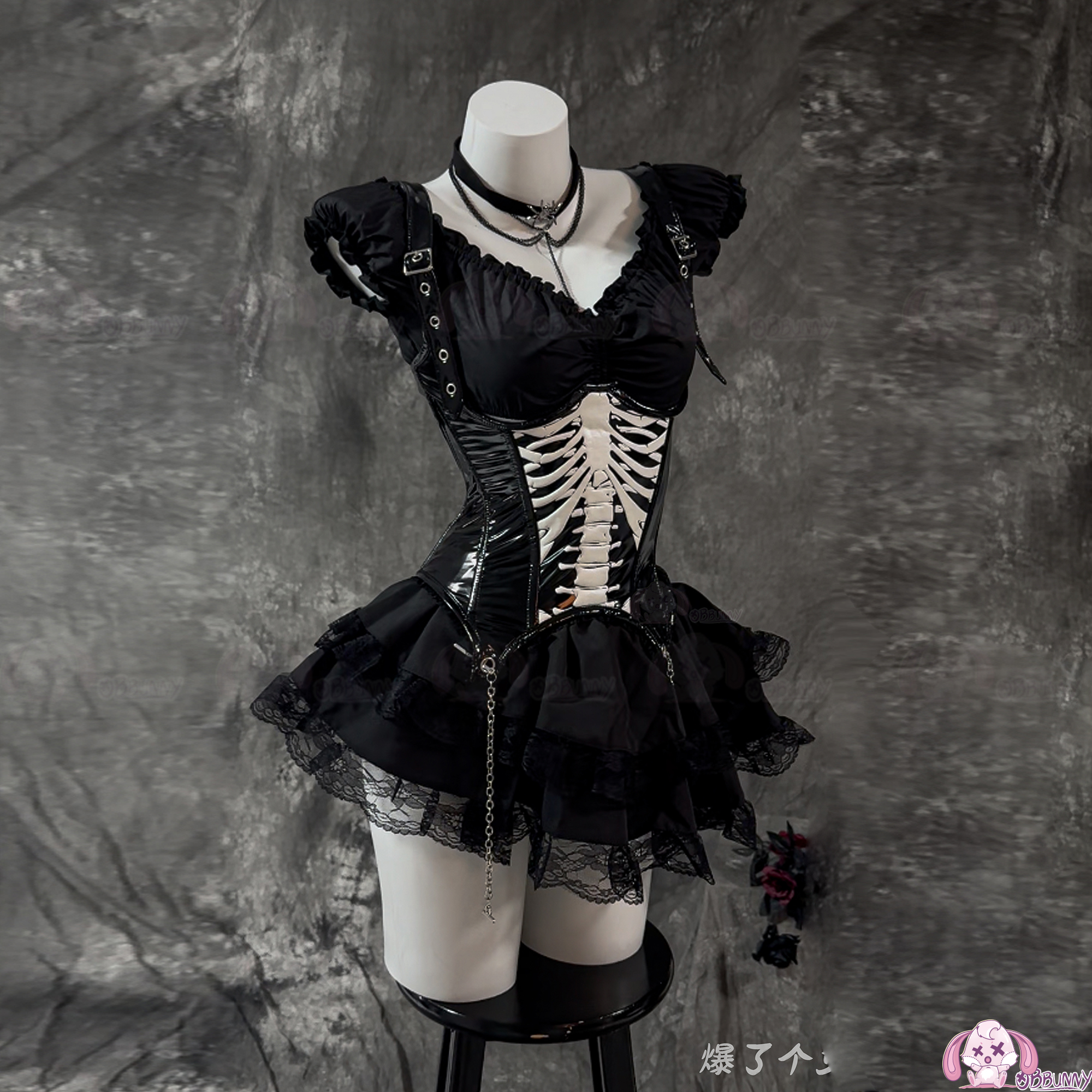 Halloween Gothic Skull Short D - Corset Top Boned บทวิจารณ์และราคา