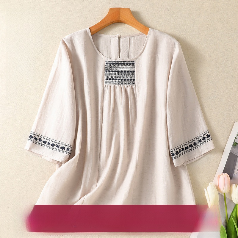 Elegant Cotton Linen Embroider - Women Fashion Over 40 บทวิจารณ์และราคา