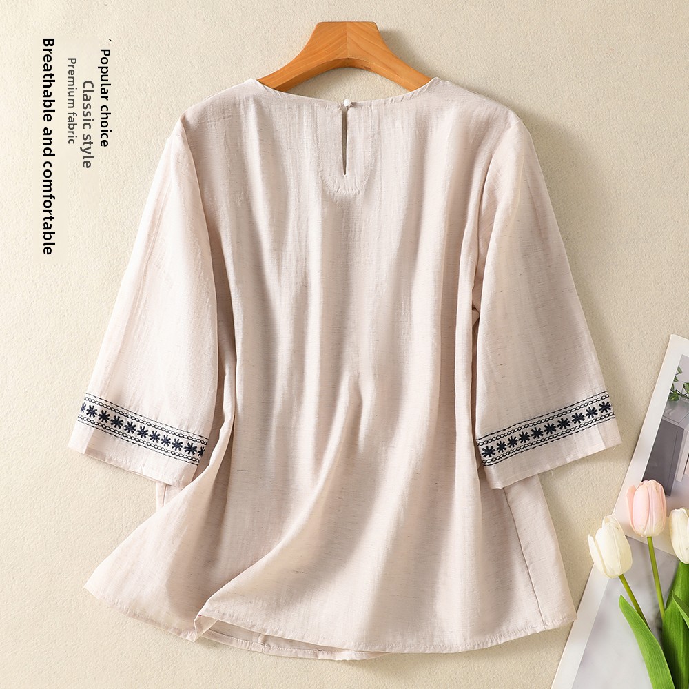 Elegant Cotton Linen Embroider - Women Fashion Over 40 บทวิจารณ์และราคา