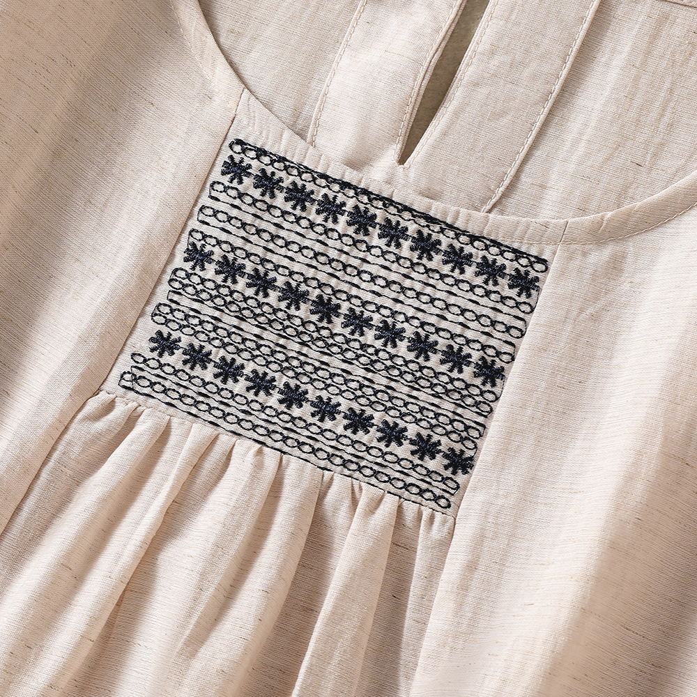 Elegant Cotton Linen Embroider - Women Fashion Over 40 บทวิจารณ์และราคา
