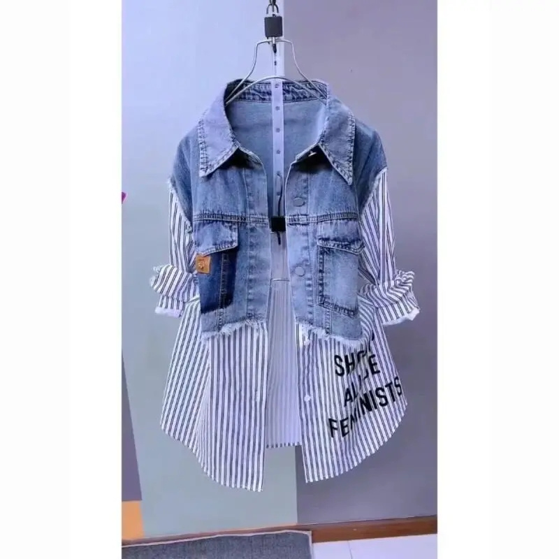 Design Stitching Women Jackets - Women'S Fashion Denim Jacket บทวิจารณ์และราคา