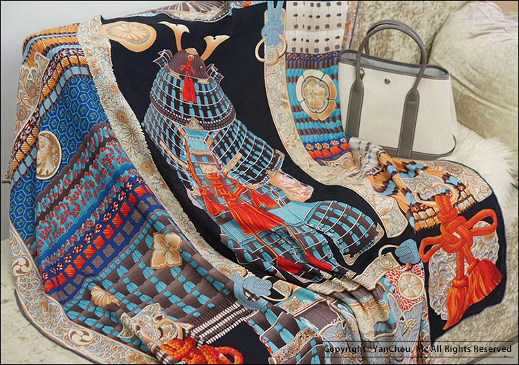 Japan Samurai Silk Wool Scarf  - Women Fashion Japan บทวิจารณ์และราคา