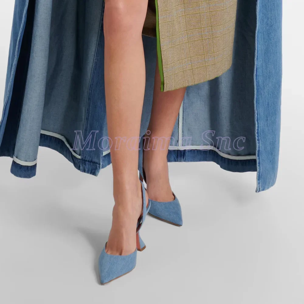 Denim Pointed Toe Sandals Wine - Women'S Fashion For Summer 2025 บทวิจารณ์และราคา