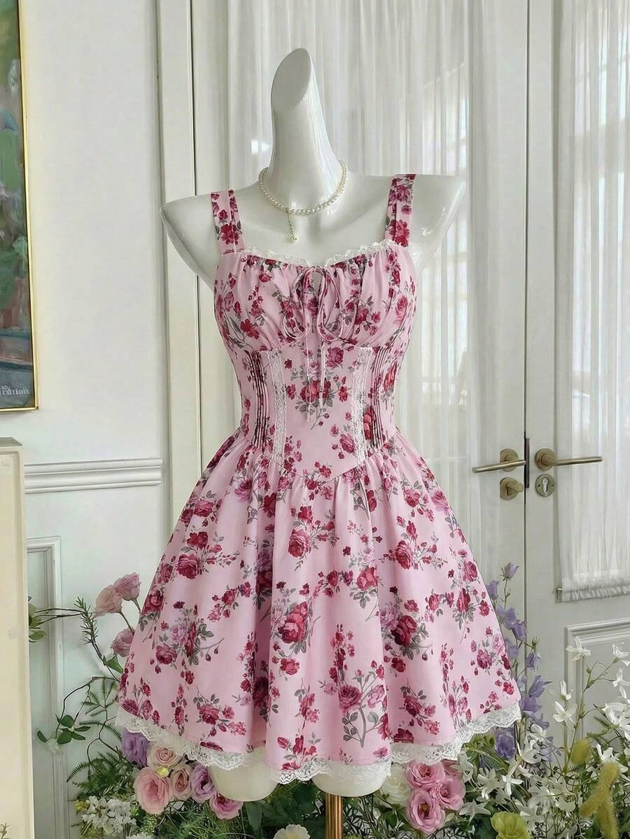 Blue And White Floral Print La - Lace Trim Cami บทวิจารณ์และราคา