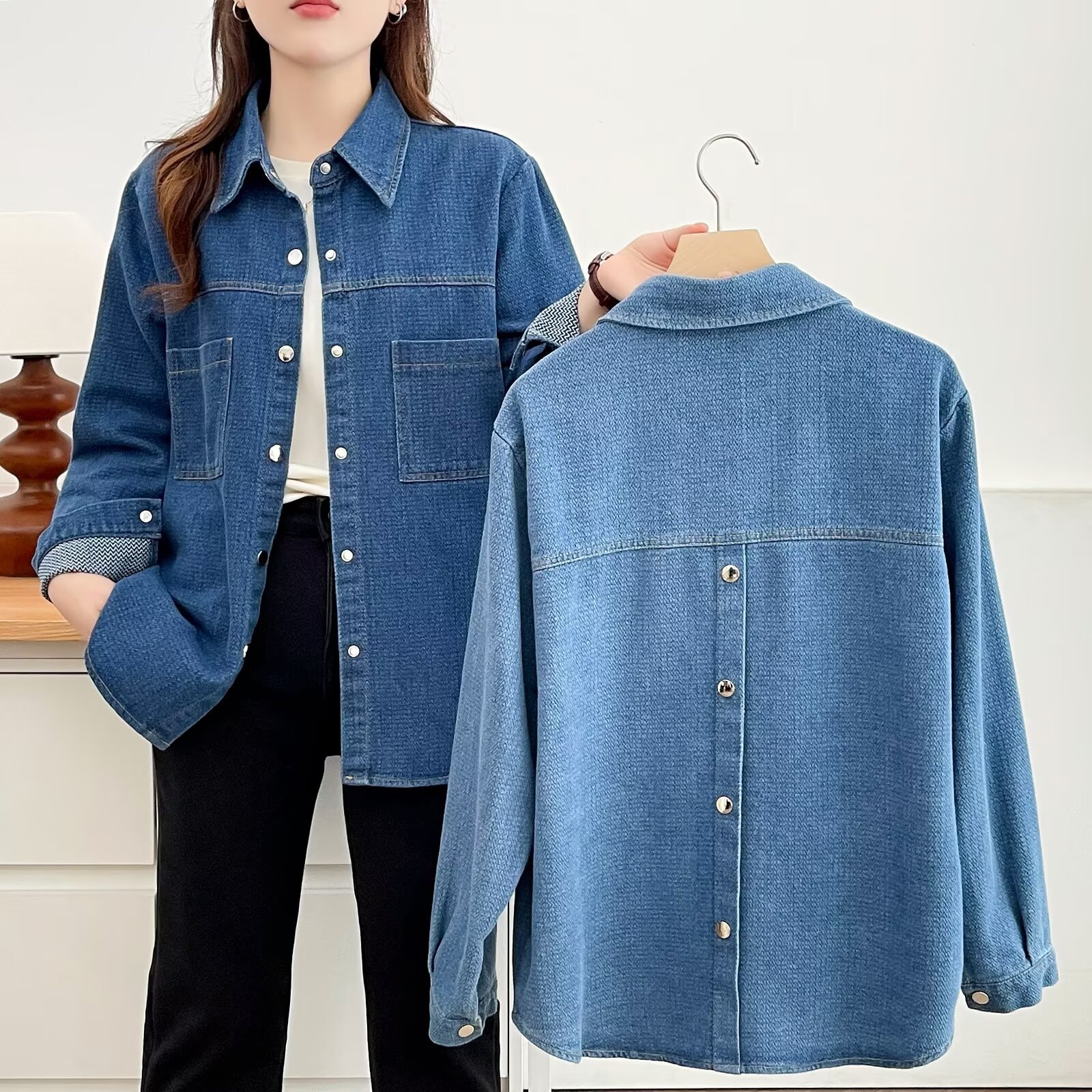 Plus Size Women's Blouses 2025 - Women'S Fashion Denim Jacket บทวิจารณ์และราคา
