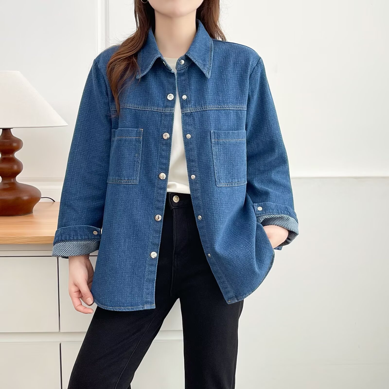 Plus Size Women's Blouses 2025 - Women'S Fashion Denim Jacket บทวิจารณ์และราคา