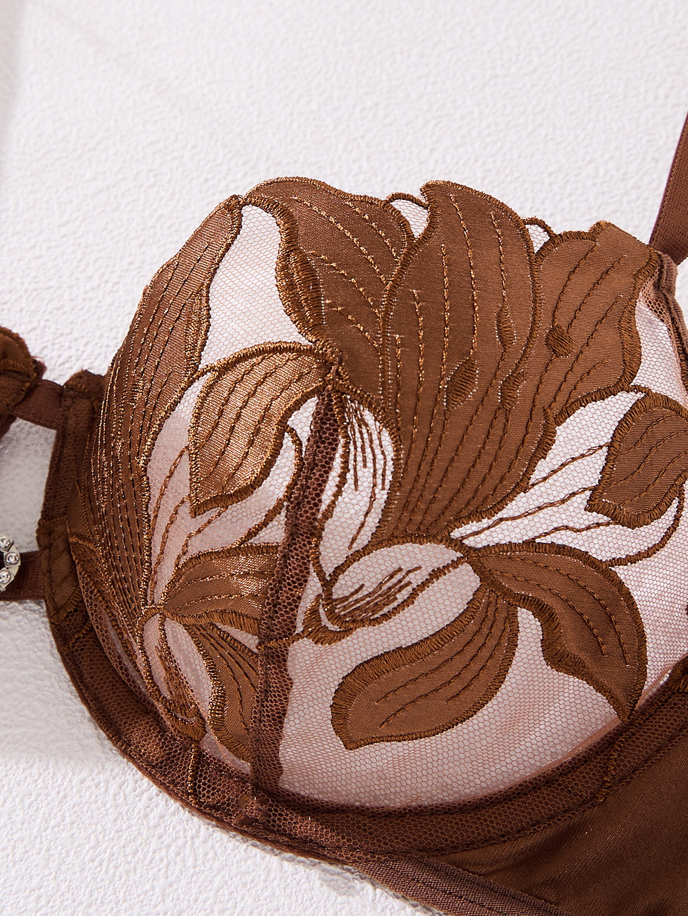 Coffee-colored embroidered pri - Women Fashion Images บทวิจารณ์และราคา