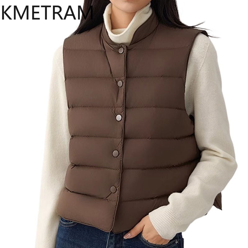 KMETRAM White Goose Down Vest  - Puffer Vest Fashion Women บทวิจารณ์และราคา