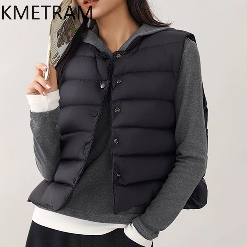 KMETRAM White Goose Down Vest  - Puffer Vest Fashion Women บทวิจารณ์และราคา