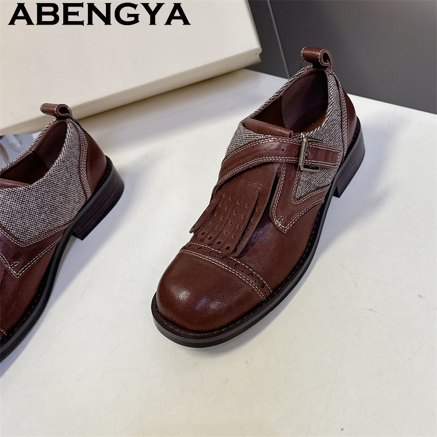 Brown Black Real Leather Lace  - Women Fashion Week 2026 บทวิจารณ์และราคา