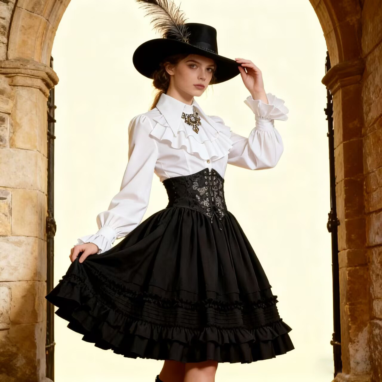 Women Medieval steampunk Layer - Corset Top Boned บทวิจารณ์และราคา