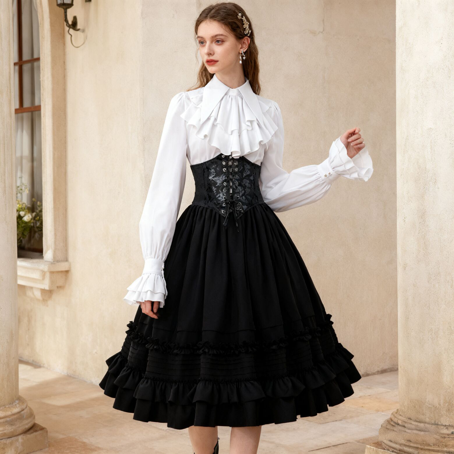 Women Medieval steampunk Layer - Corset Top Boned บทวิจารณ์และราคา