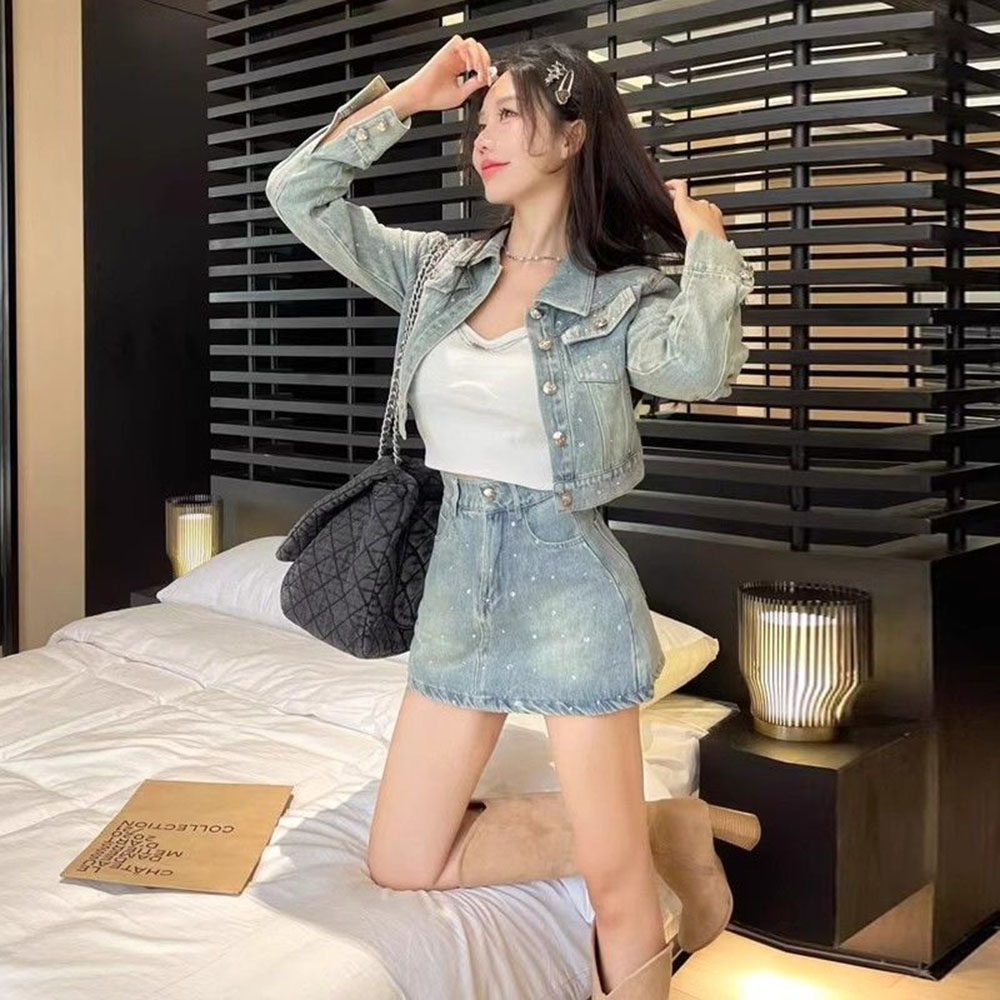 Korean Fashion Diamond Tempera - Women'S Fashion Denim Jacket บทวิจารณ์และราคา