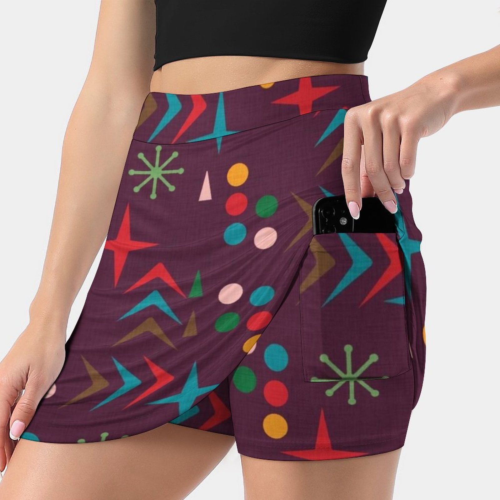 Atomic Pattern Purple Mid Cent - Women'S Fashion In The 60S บทวิจารณ์และราคา