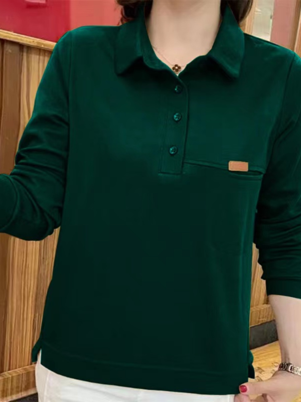 New 2023  Collar Sweatshirt Co - Women Fashion Over 40 บทวิจารณ์และราคา